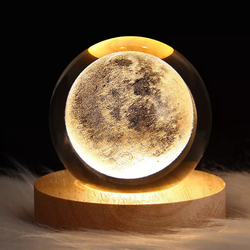 Esfera luna , saturno , galaxia , astronauta - 3D con base luz led , giro 360 grados tactil