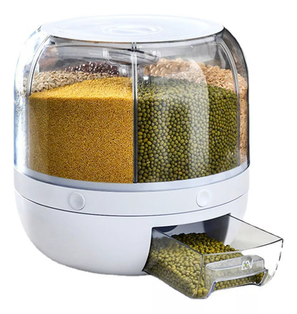 Dispensador De Alimentos Giratorio De 360 Grados Con 6 Divisiones