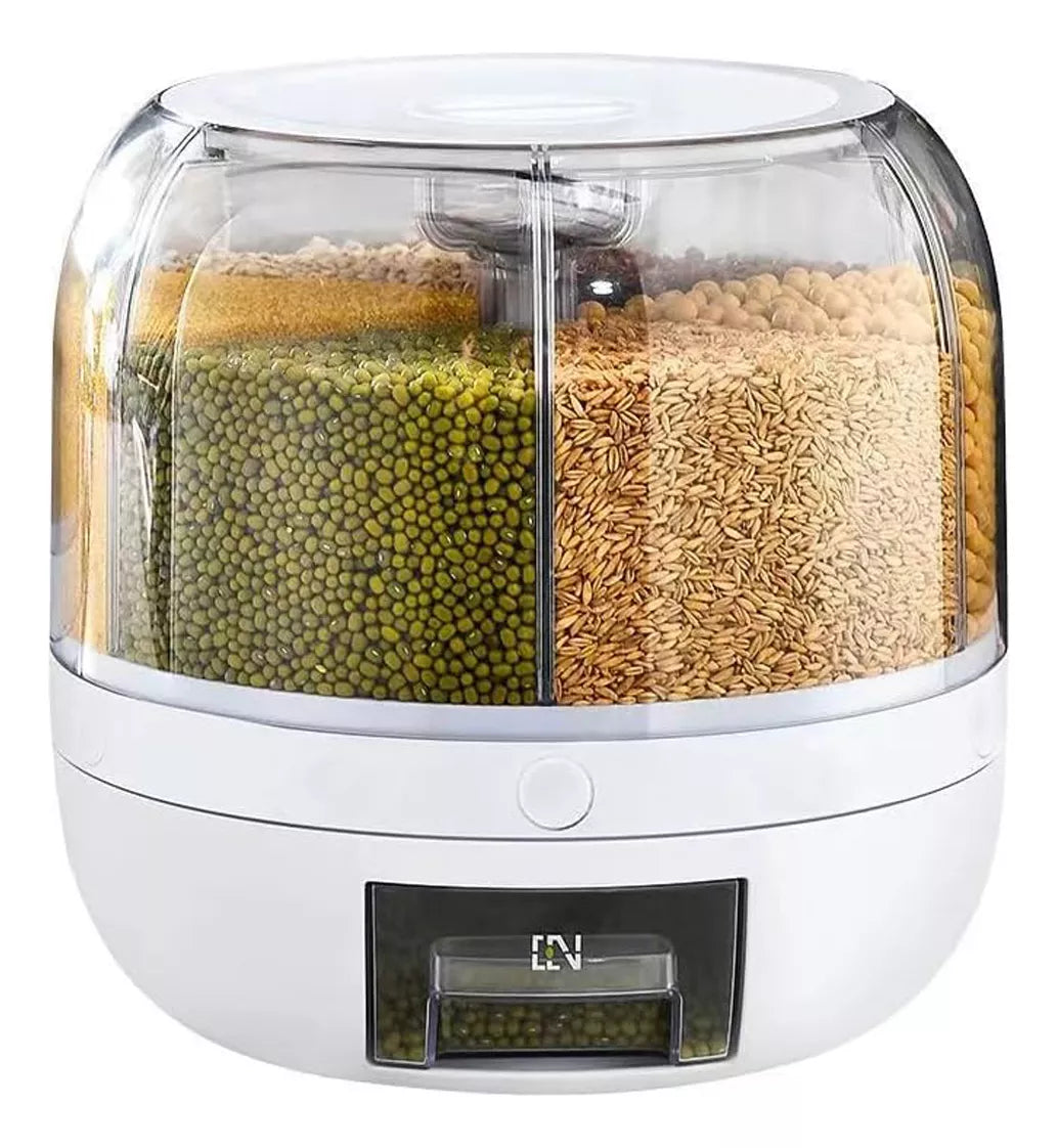 Dispensador De Alimentos Giratorio De 360 Grados Con 6 Divisiones