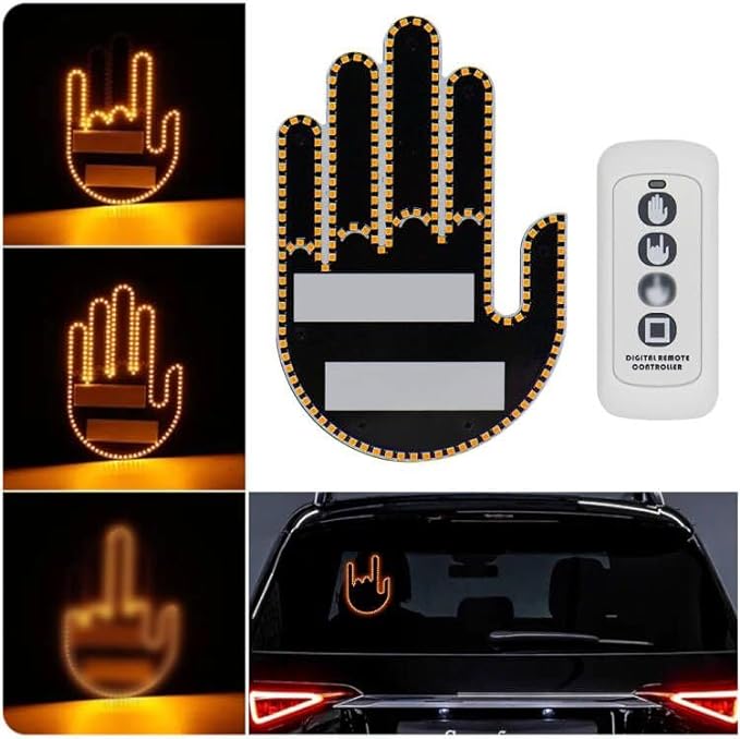 DIVERTIDA LUZ LED DE MANO Funny Car Finger Light | DIFERENTES GESTOS