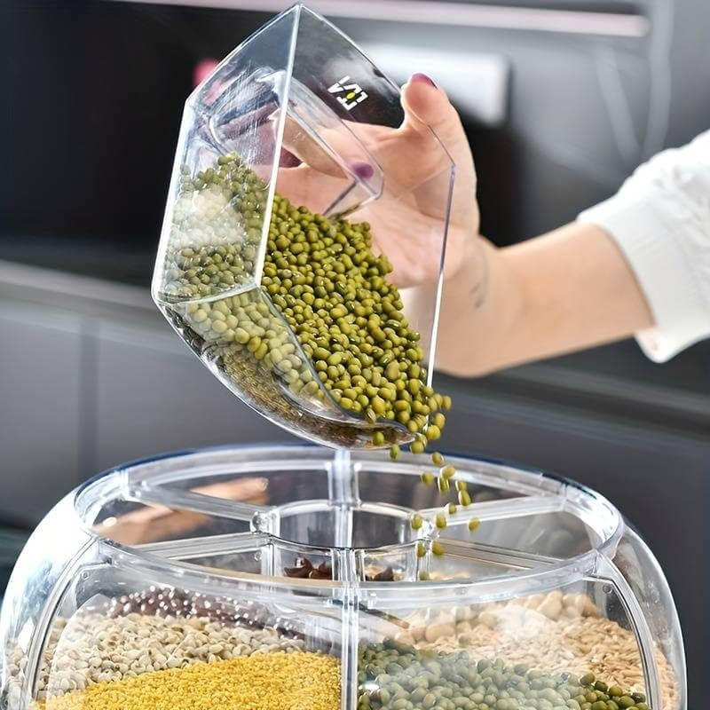 Dispensador De Alimentos Giratorio De 360 Grados Con 6 Divisiones