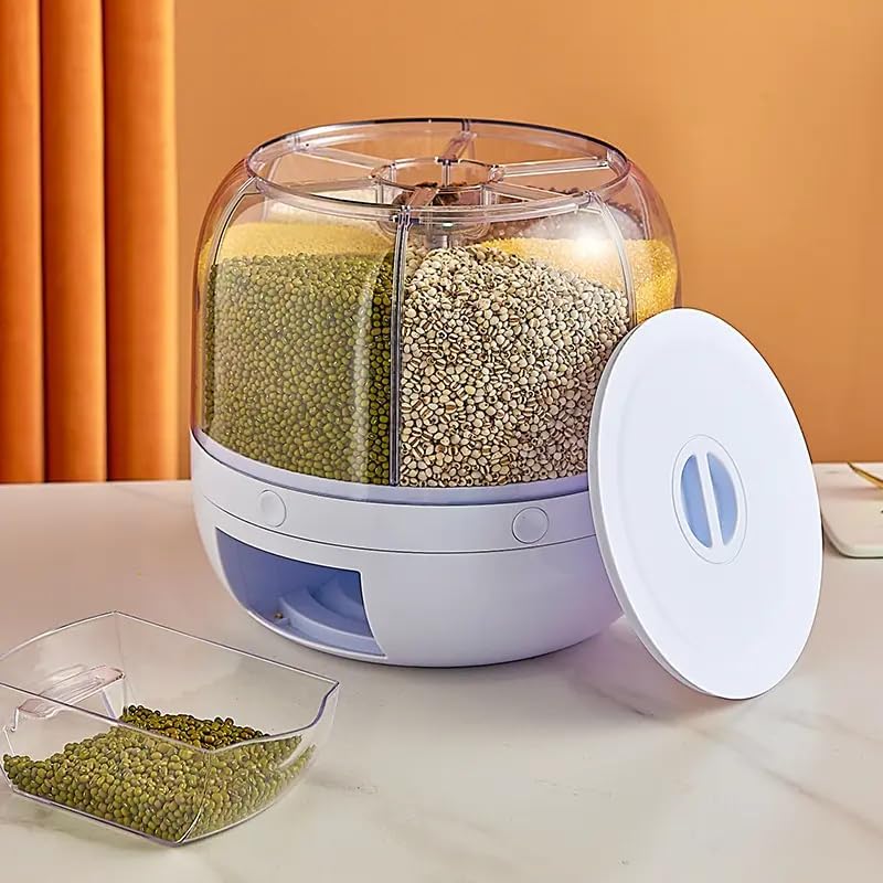 Dispensador De Alimentos Giratorio De 360 Grados Con 6 Divisiones