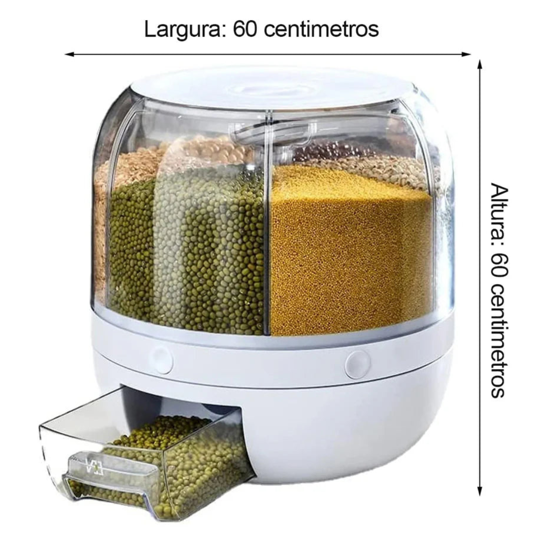 Dispensador De Alimentos Giratorio De 360 Grados Con 6 Divisiones