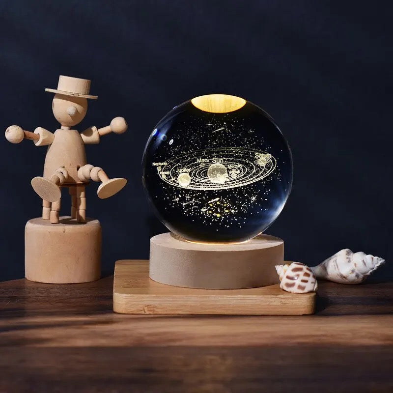 Esfera luna , saturno , galaxia , astronauta - 3D con base luz led , giro 360 grados tactil