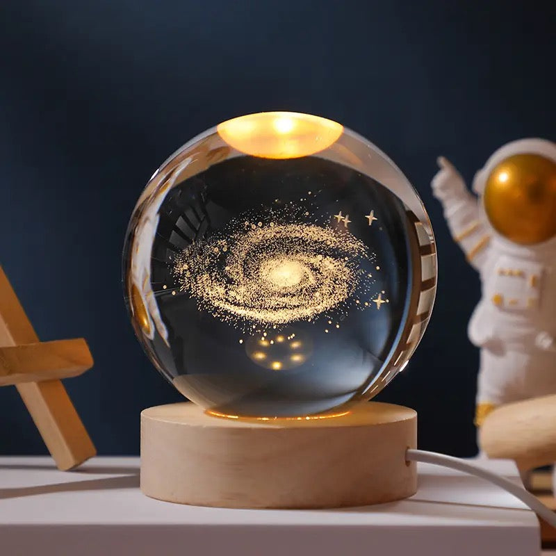 Esfera luna , saturno , galaxia , astronauta - 3D con base luz led , giro 360 grados tactil