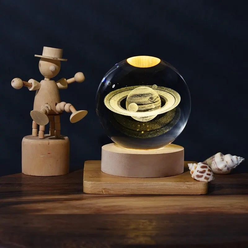 Esfera luna , saturno , galaxia , astronauta - 3D con base luz led , giro 360 grados tactil