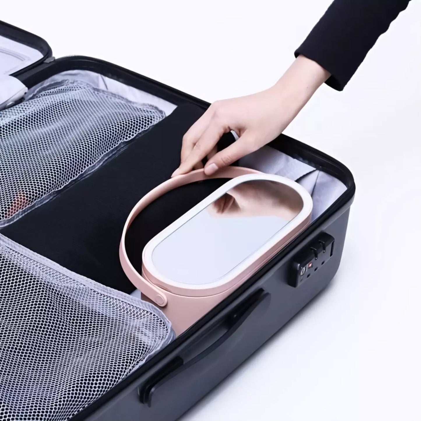 COSMETIQUERA DE MAQUILLAJE CON ESPEJO Y LUZ LED