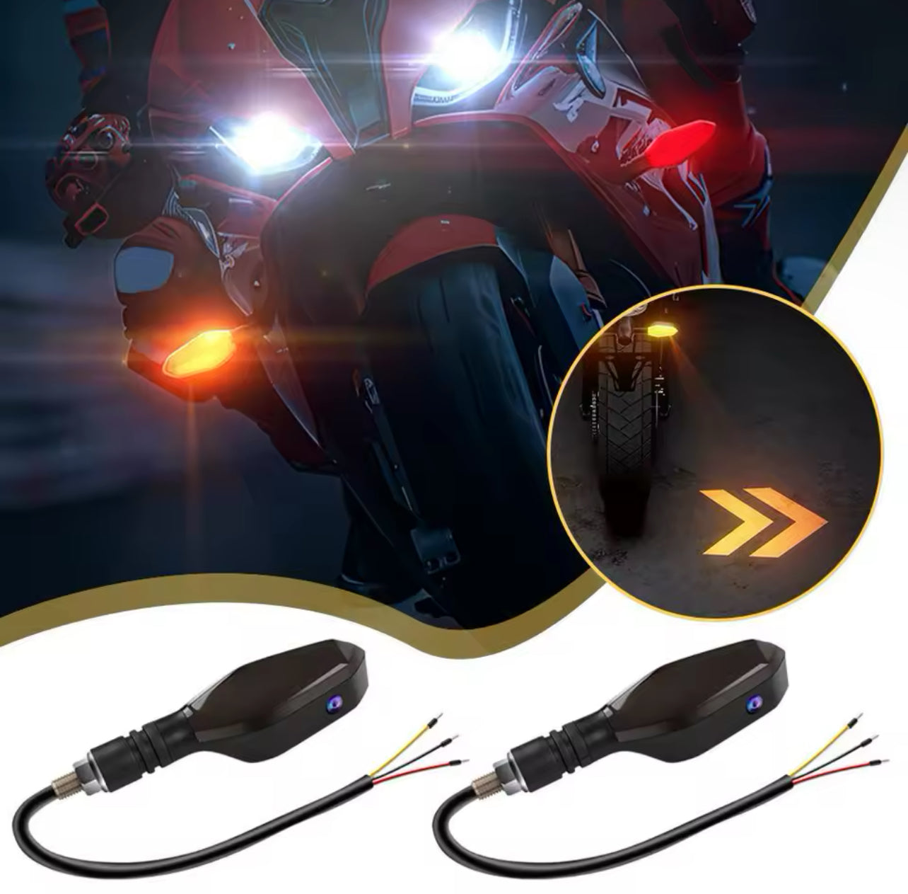 Luces para moto con proyector de flechas direccional x2.