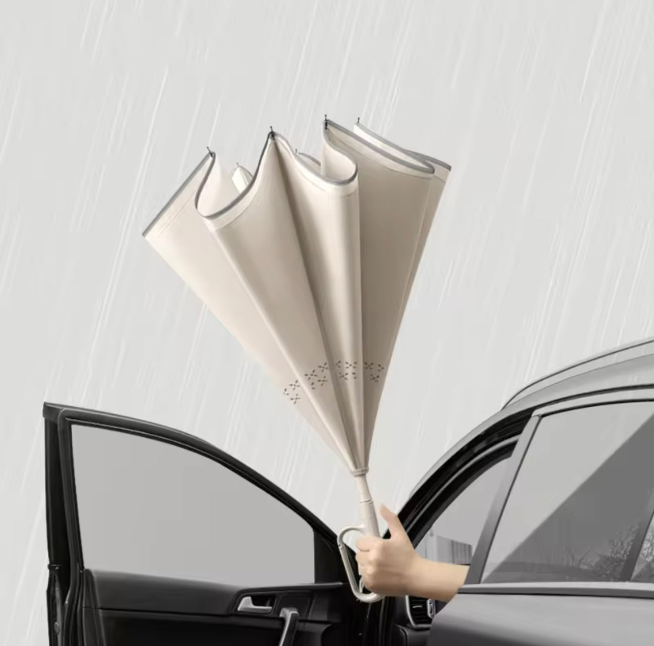 Paraguas con banda de seguridad reflectante, resistente al viento ☂️