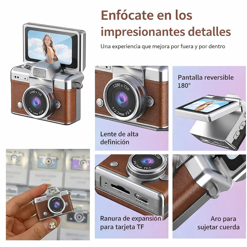 PixelKey mini camara retro con pantalla inclinable