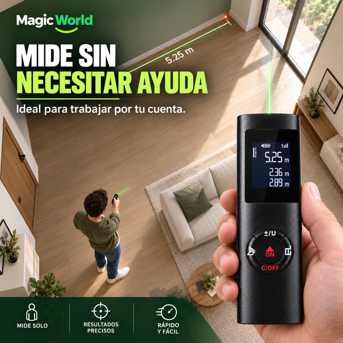 Metro Láser Inteligente y Recargable