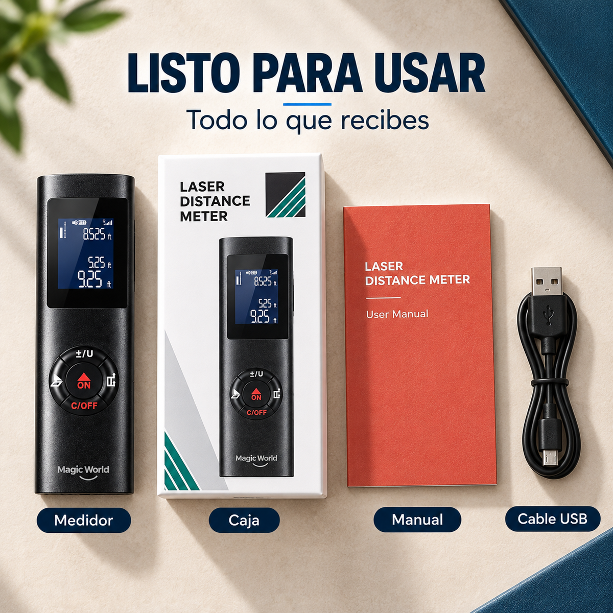 Metro Láser Inteligente y Recargable