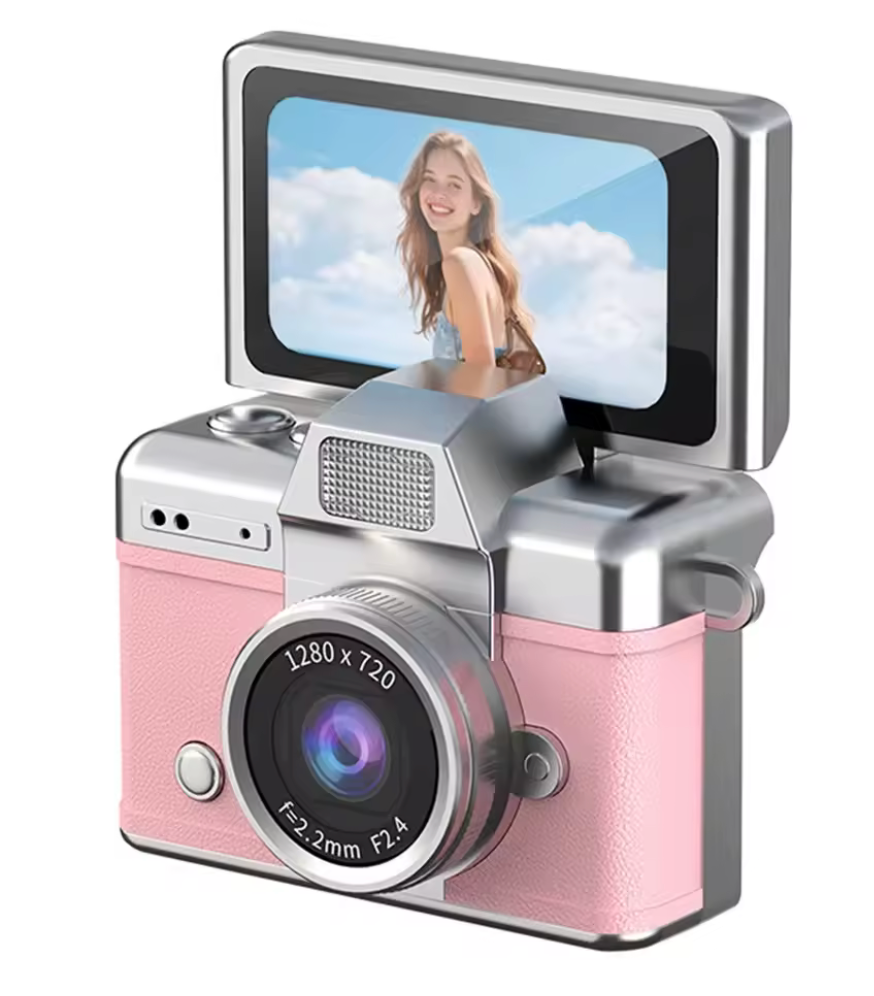 PixelKey mini camara retro con pantalla inclinable