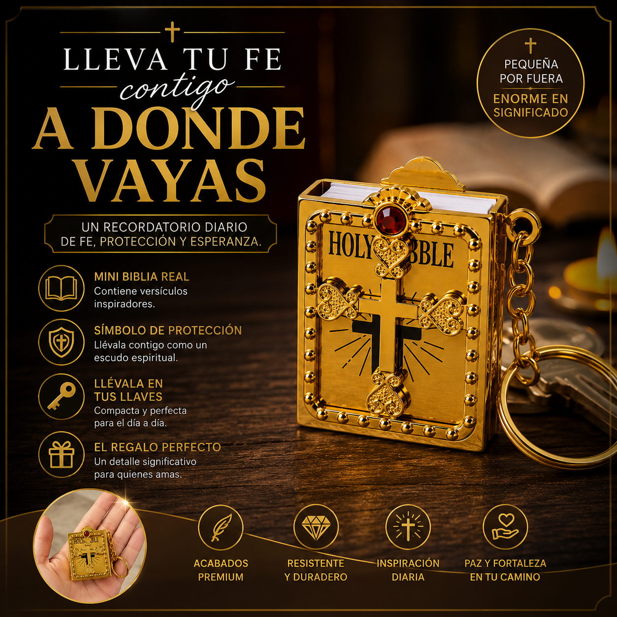 Llavero Mini Biblia Sagrada Protecccion