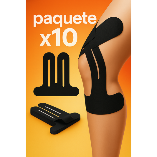 Cinta de kinesiología precortada para rodillas paquete x10
