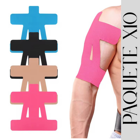 Cinta de kinesiología precortada lista para hombro paquete x10