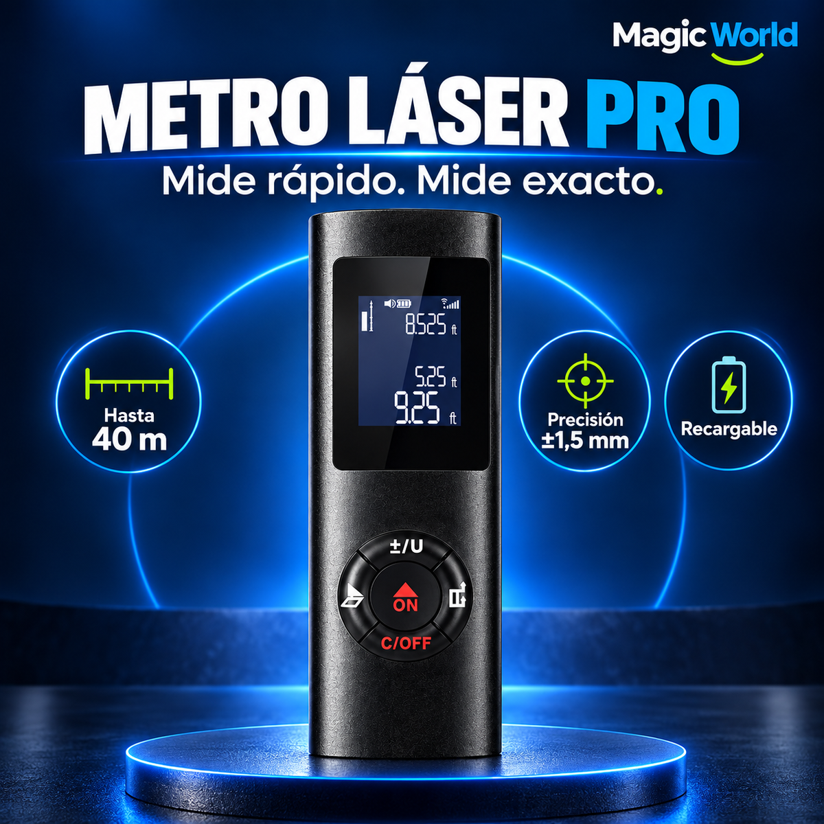 Metro Láser Inteligente y Recargable